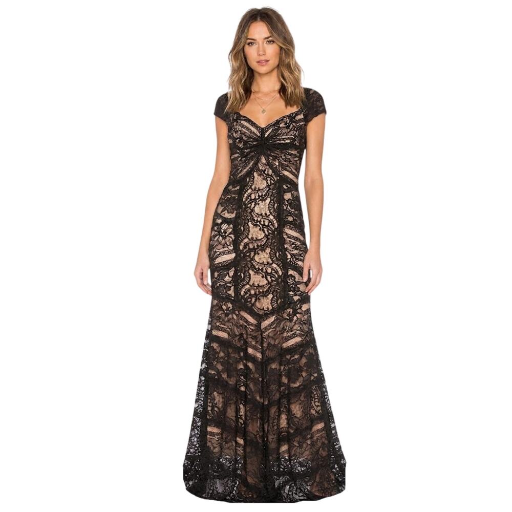 Nicole Miller Tempted by You Gown in Black and Nude Size 8